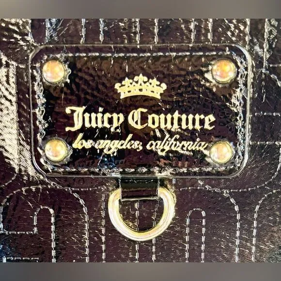 065- Juicy Couture Black Patten Leather Small Backpack - Picture 9 of 11